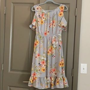 Floral dress cut out shoulder
